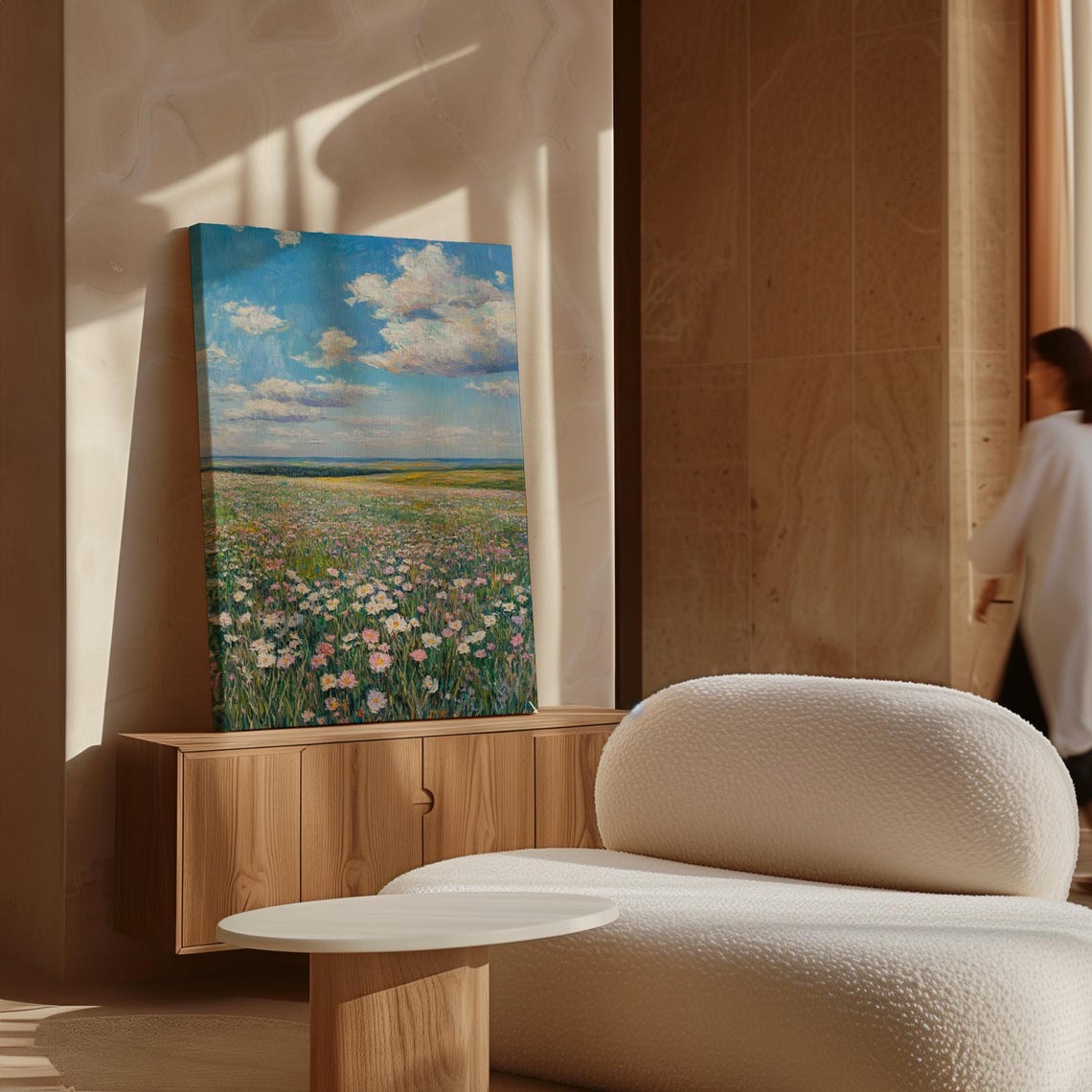 Wildflower Meadow Stretching To Horizon Under Big Cloudy Sky Poster - Image 7