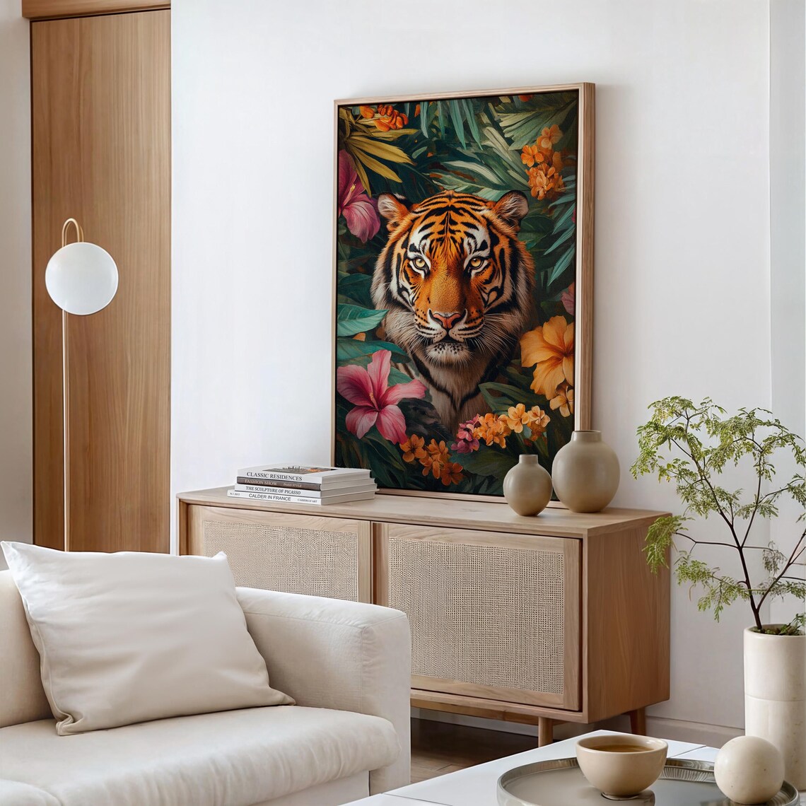 Majestic Tiger In Jungle Vibrant Tropical Floral Wildlife Poster - Image 4