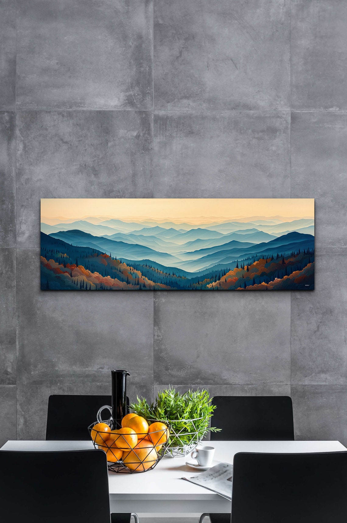 Blue Layered Mountain Ridges Misty Morning Panorama Wall Art - Image 6