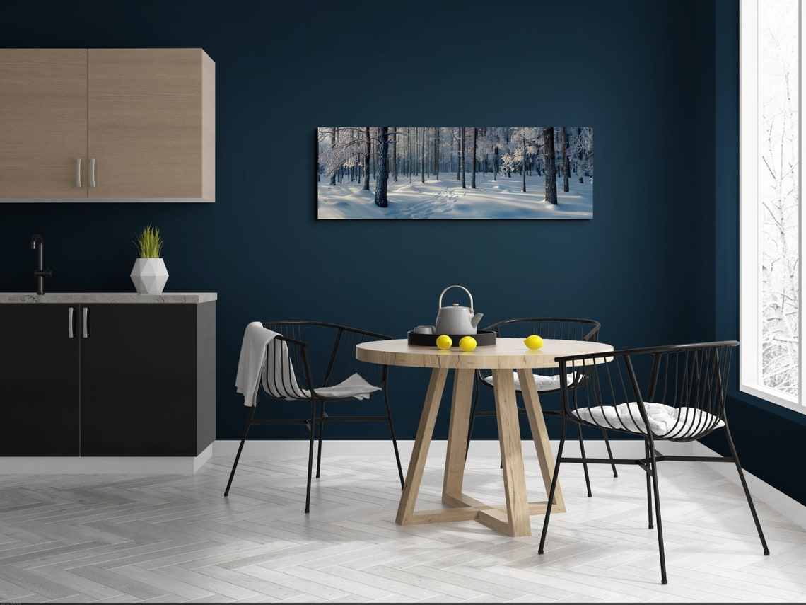 Frosted Winter Forest Cool Blue Snow Panoramic Nature Poster - Image 6