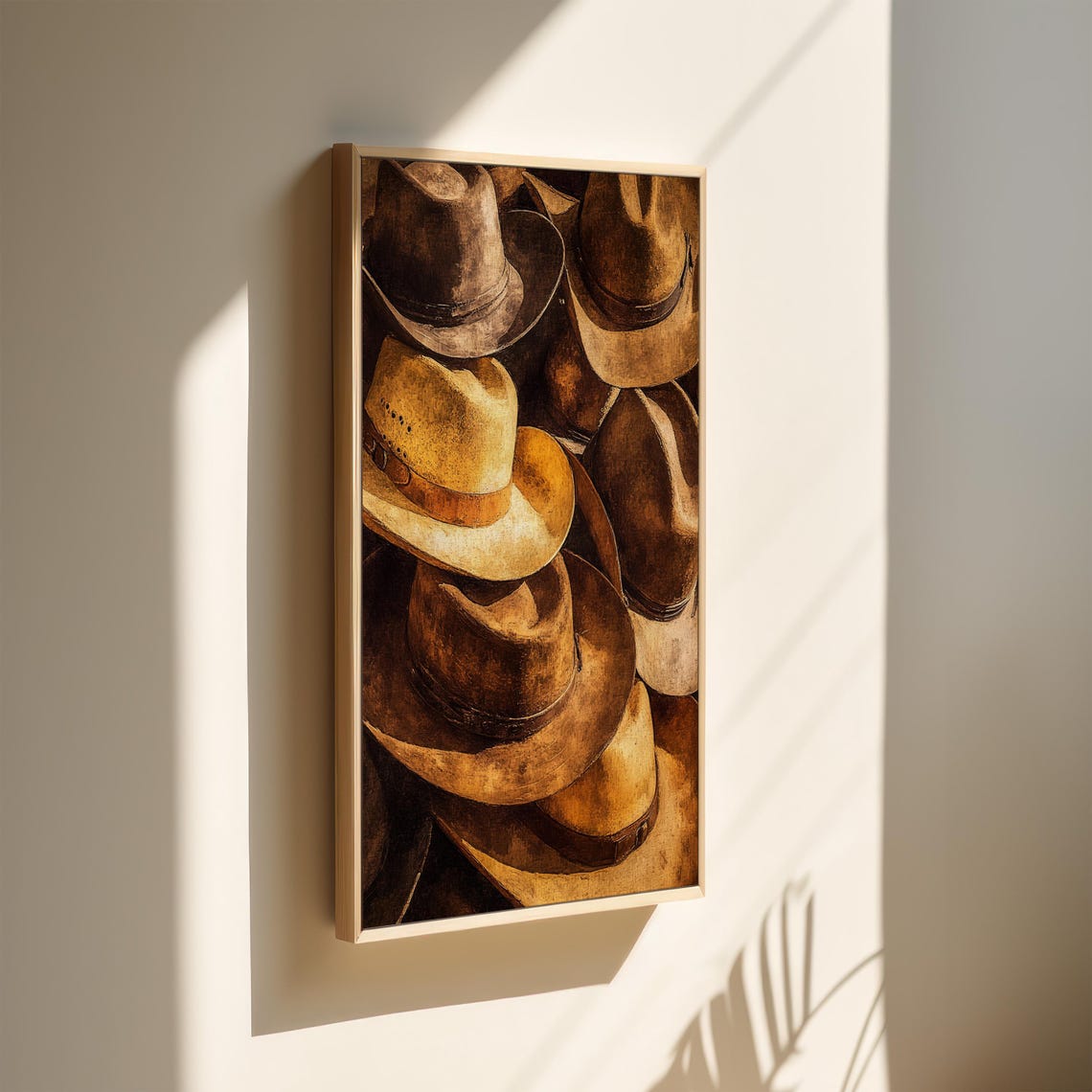Pile Of Vintage Cowboy Hats Warm Tones Rustic Western Decor Poster - Image 3
