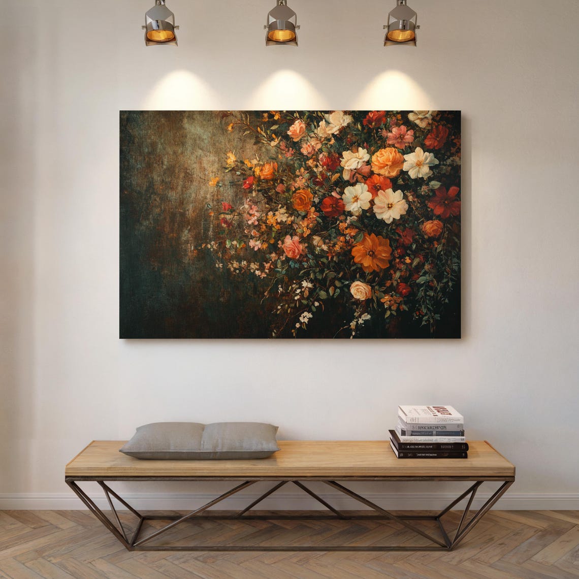 Vibrant Floral Bouquet Dark Moody Vintage Botanical Wall Art - Image 4