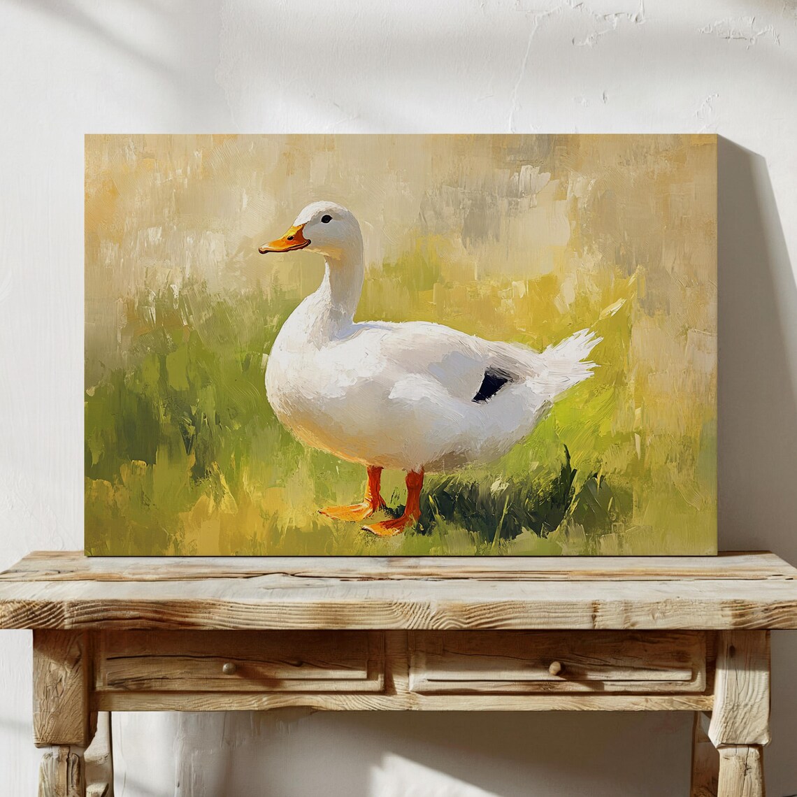 White Pekin Duck Green Meadow Vintage Farmhouse Animal Poster - Image 5