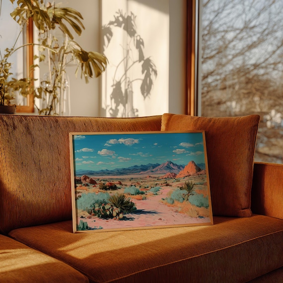 Southwest Desert Cactus Red Rocks Mountain Valley Art Poster
