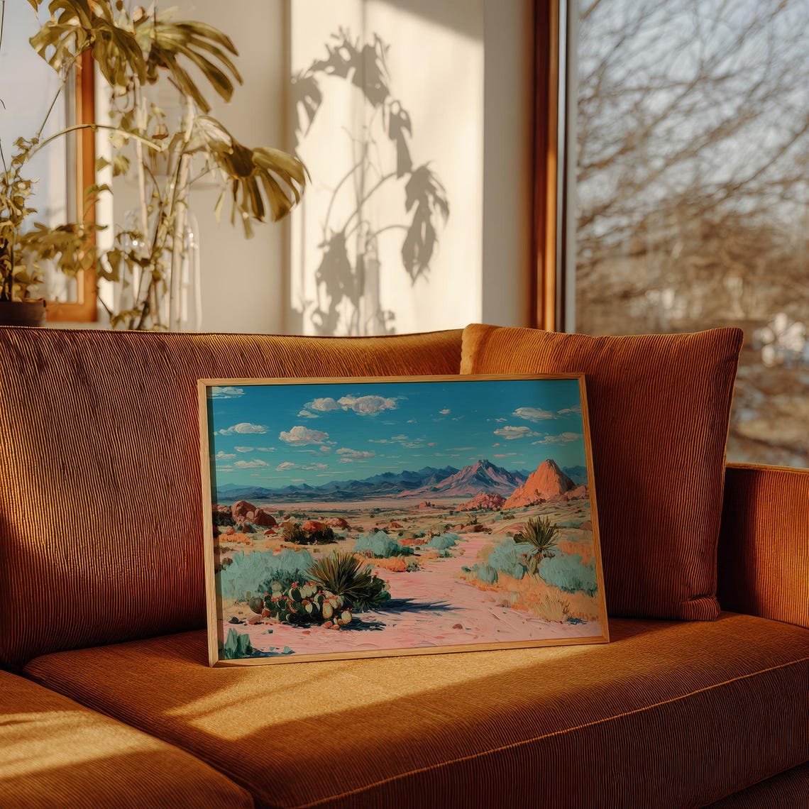 Southwest Desert Cactus Red Rocks Mountain Valley Art Poster