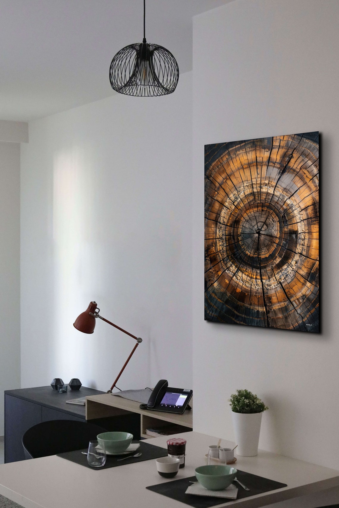 Nordic Amber Tree Rings Cross Section Rustic Wood Slice Poster - Image 5