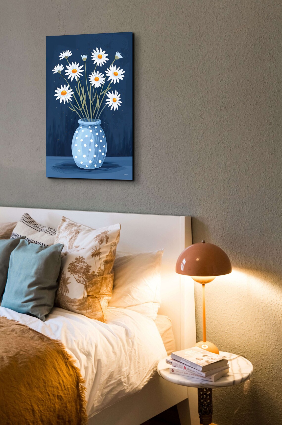 Chamomile Flowers In A Blue Vase, Minimalist Pop Art - Image 6