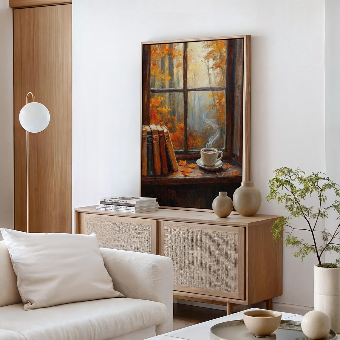 Cozy Autumn Window Scene, Vintage Oil Painting Art Print - Image 5