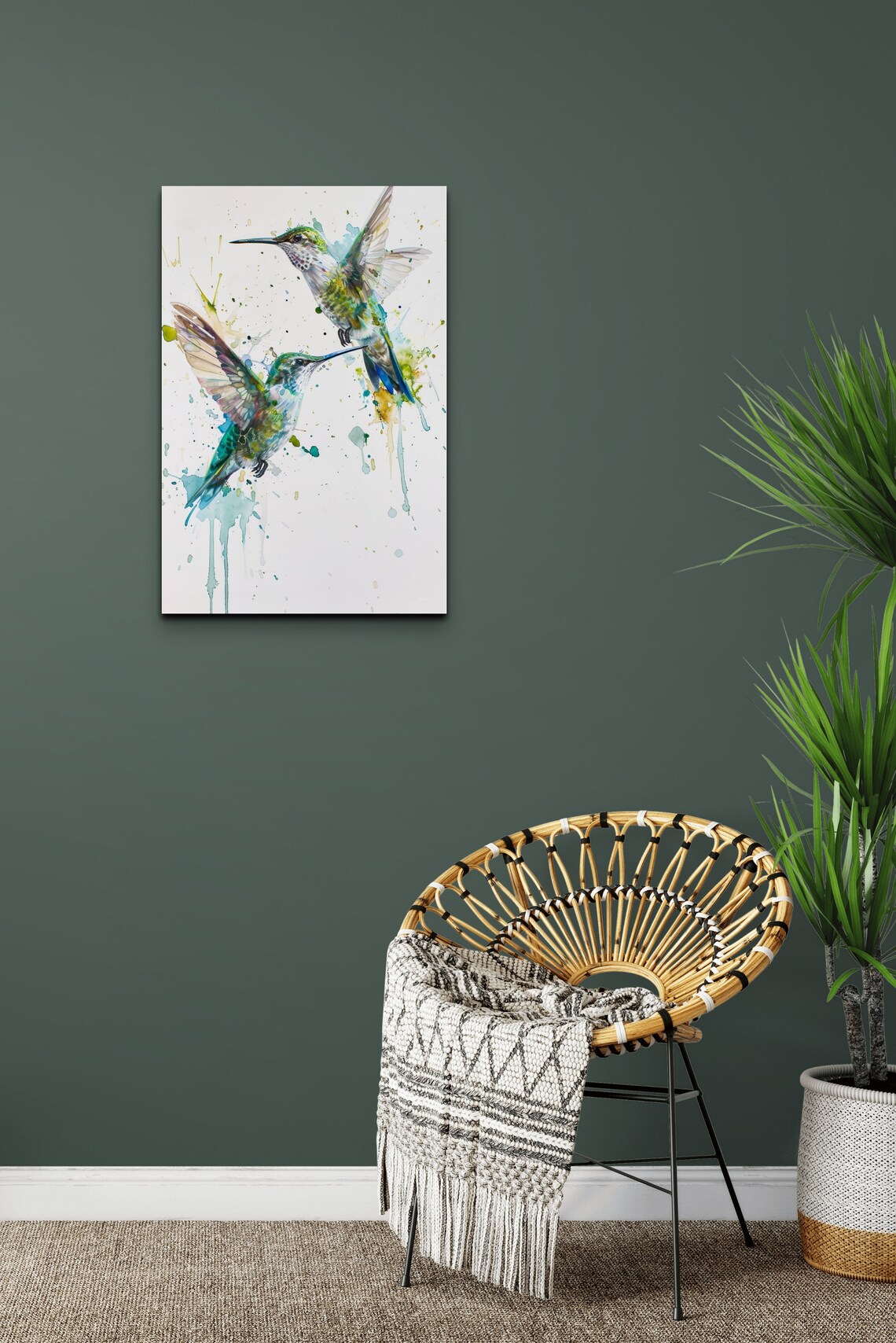Watercolor Turquoise Hummingbirds Wall Art Print - Image 7