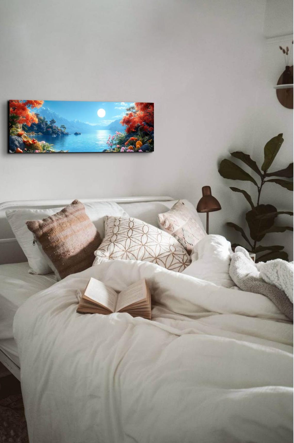Autumn Lakeshore Orange Trees Mirror Lake Mountain Scene Poster - Image 7