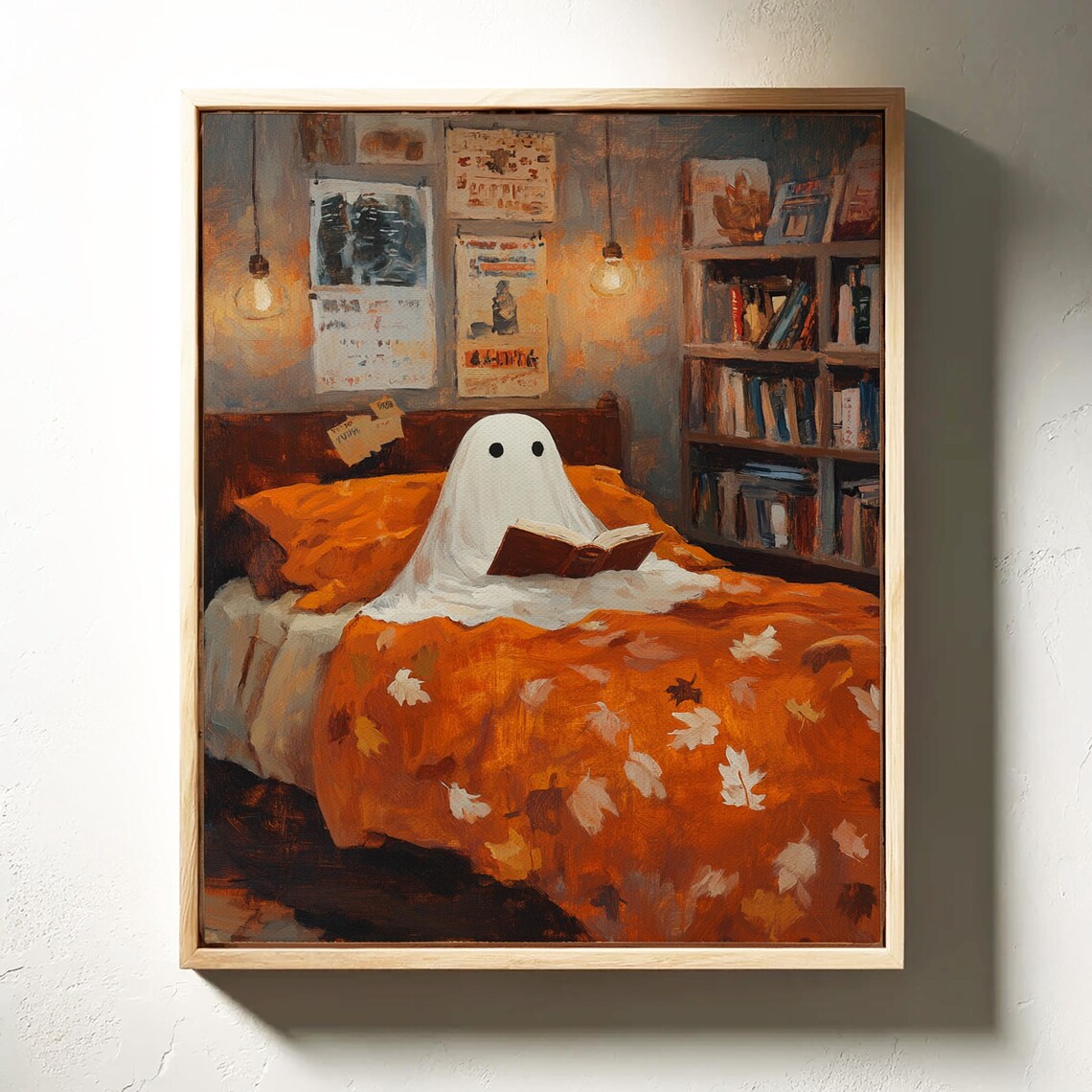 Cozy Ghost Reading, Whimsical Autumn Halloween - Image 6
