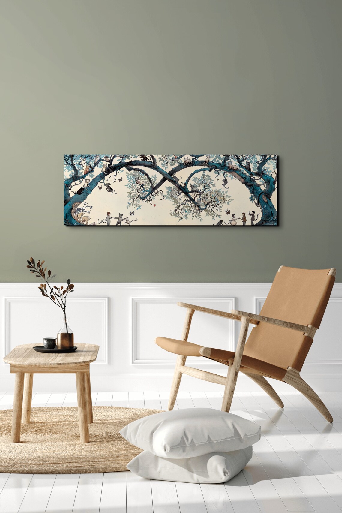 Fantasy Cat Scene, Panoramic Forest Art Print - Image 7