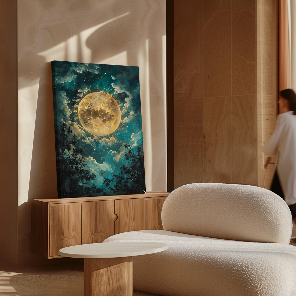 Radiant Full Moon Celestial Night Sky Wall Art - Image 7