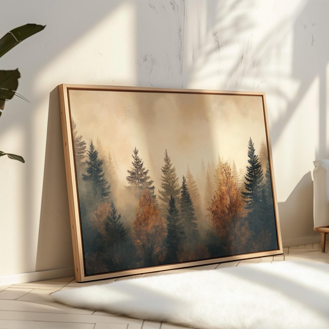 Golden Hour Misty Evergreen Forest Autumn Glow Nature Poster - Image 4