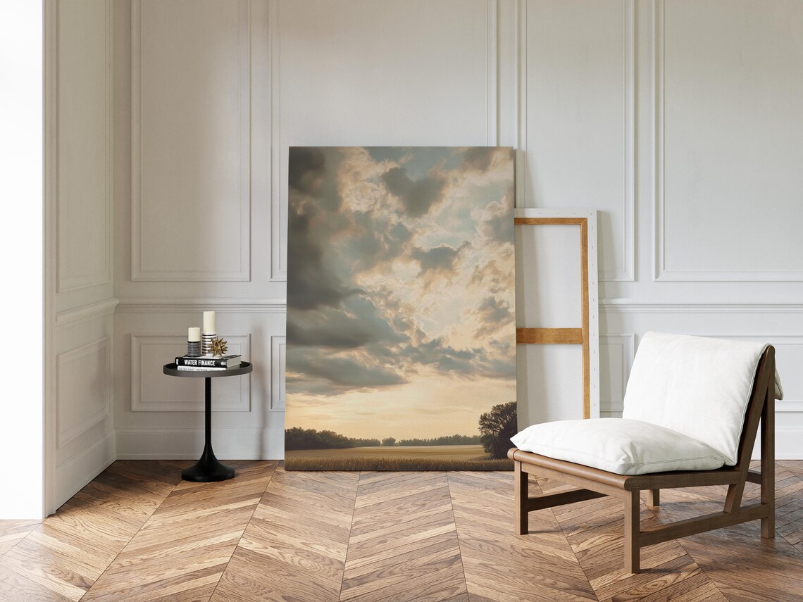 Tranquil Sky, Soft Clouds Over Golden Fields - Image 3
