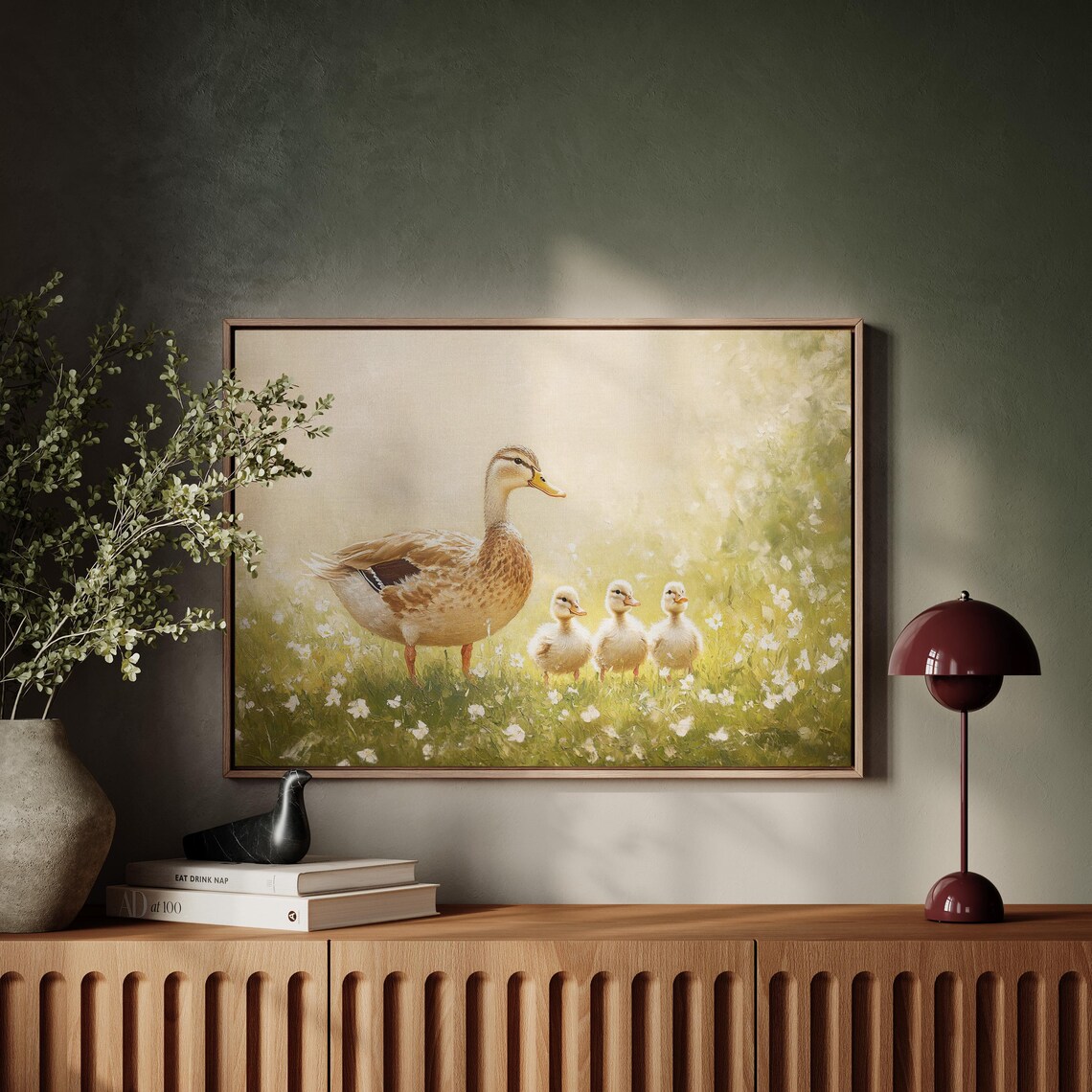 Mother Duck and Ducklings, Rustic Farmhouse Meadow Art Print - Image 5