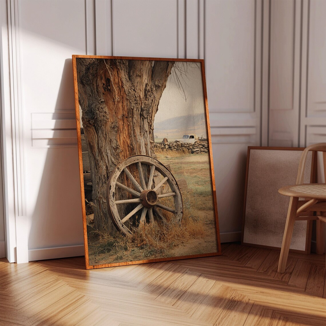 Rustic Wagon Wheel Western Farmhouse Art Print
