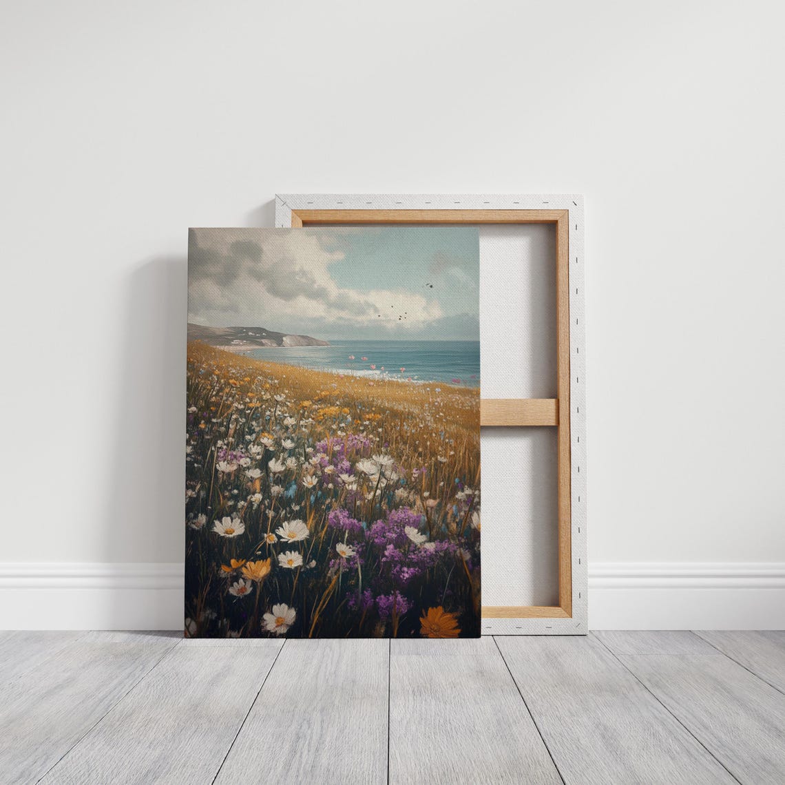 Vibrant Coastal Wildflower Meadow with Cliffs Ocean Horizon Poster - Image 7