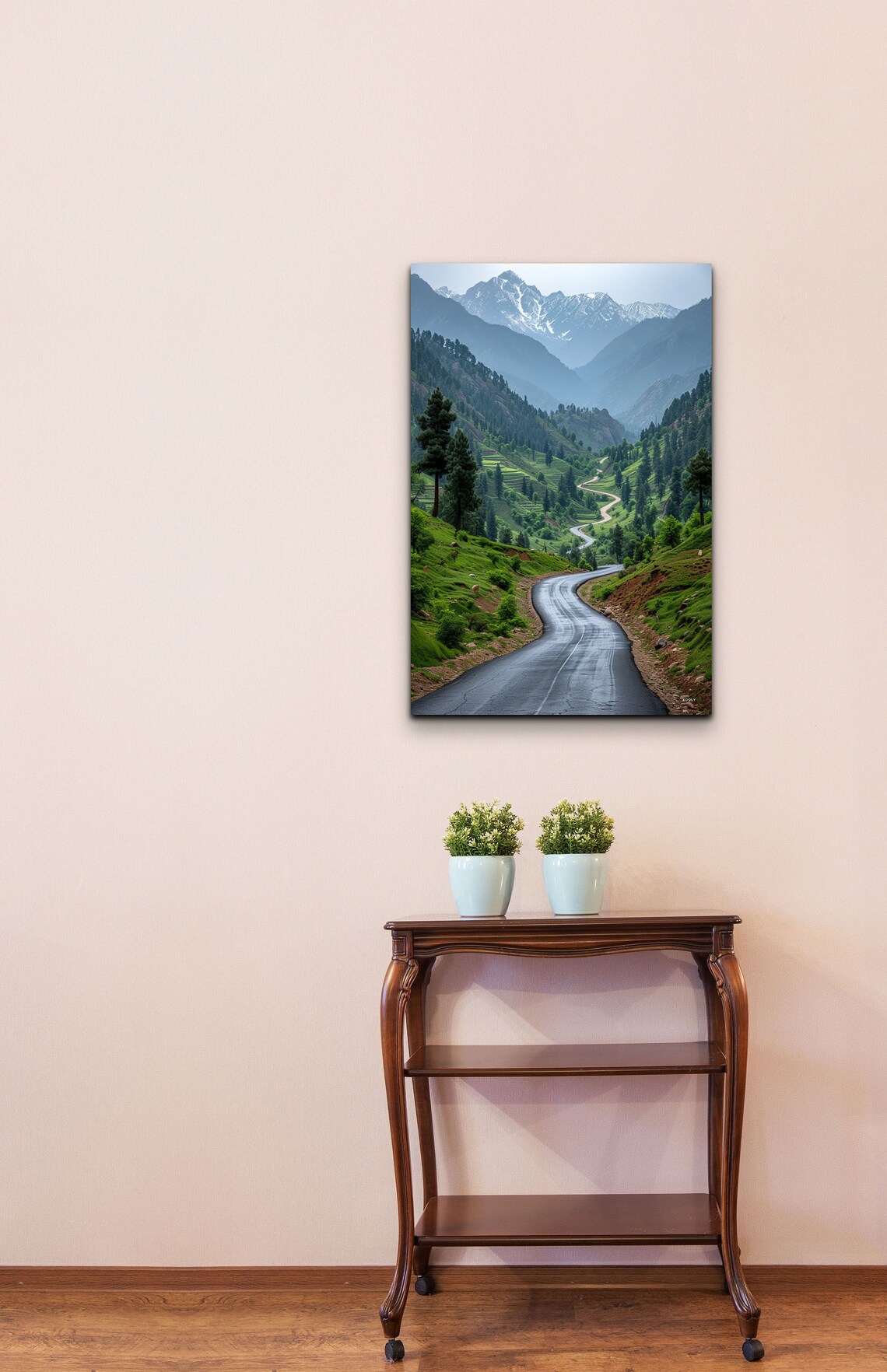 Winding Mountain Road Through Green Alpine Valley Adventure Wall Art - Image 3