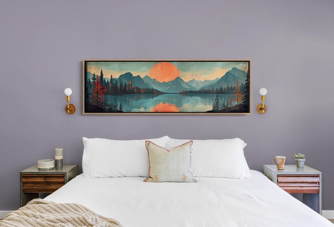 Panoramic Mid Century Modern Mountain Wall Art - Image 4