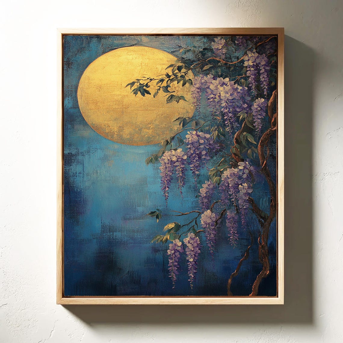 Tranquil Golden Moon Wisteria Vine Purple Blooms Night Garden Poster - Image 6