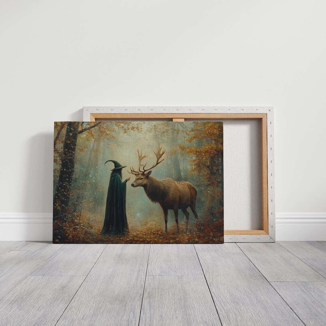 Witch Stag Autumn Forest Enchanted Woodland Mystical Fantasy Art Poster - Image 7