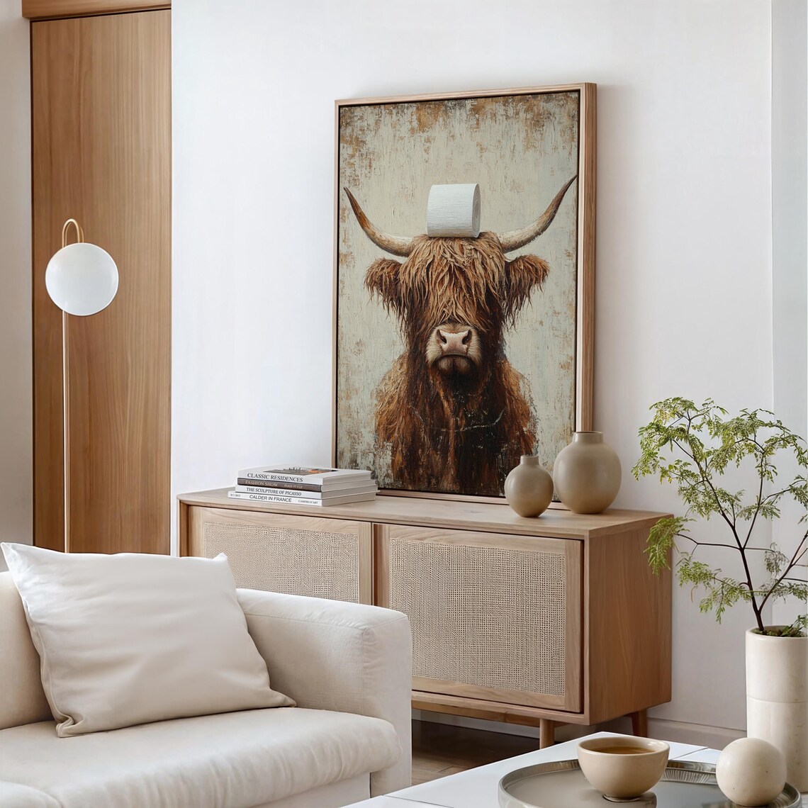 Highland Cow Bathroom Humor Art Print, Rustic Farmhouse - Image 3