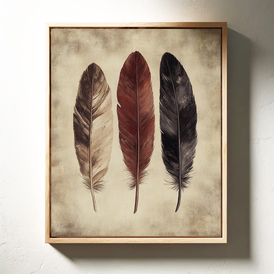 Rustic Feather Trio, Boho Inspired Art Print - Image 3
