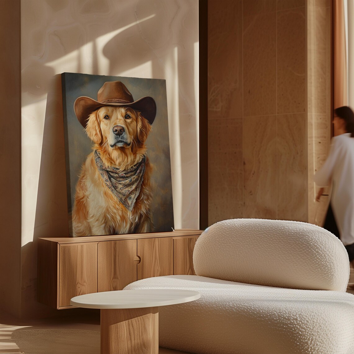 Golden Retriever Cowboy, Rustic Farmhouse Art Print - Image 4