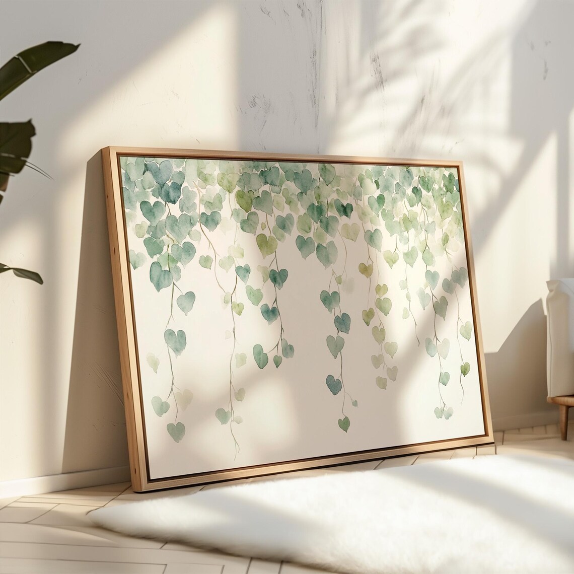 Watercolor Heart Shaped Leaves, Minimalist Botanical Art - Image 2