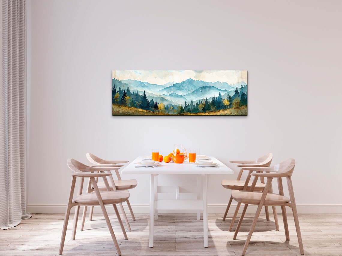 Panoramic Klamath Mountain Mid Century Modern Mountain Wall Art - Image 6