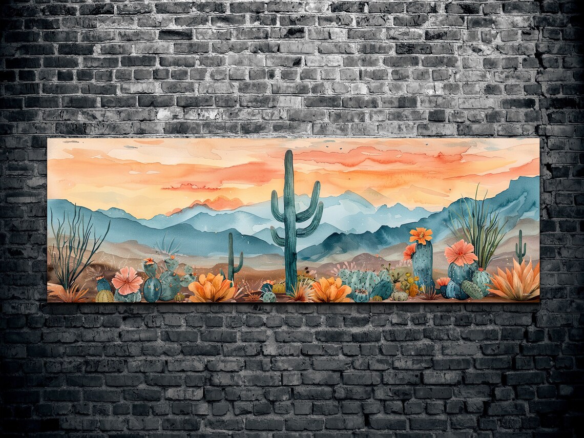 Panoramic Mid-Century Modern Arizona Landscape Art Print - Image 2