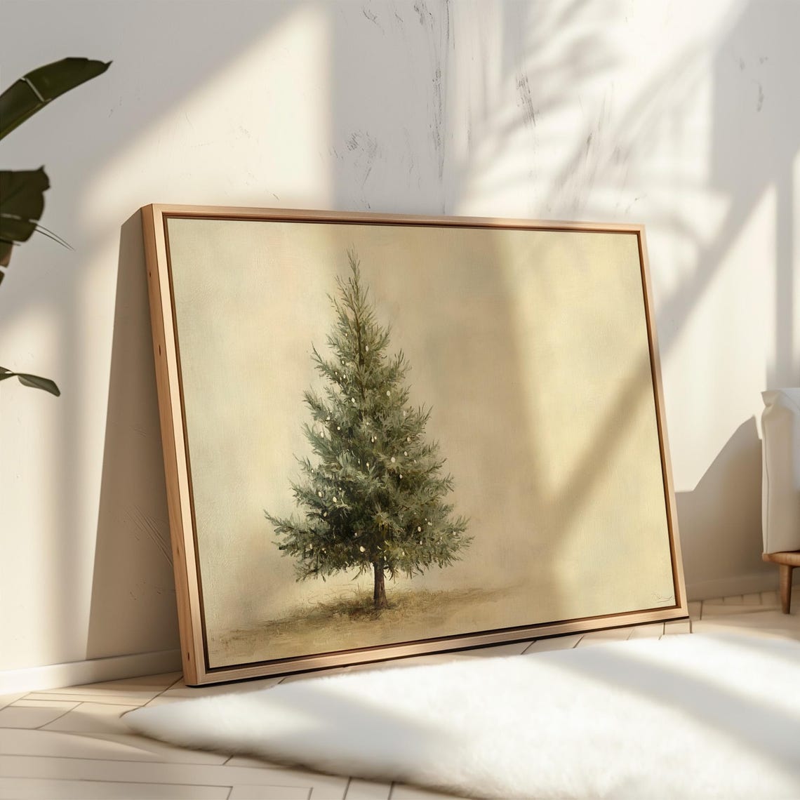Minimalist Christmas Tree On Neutral Beige Holiday Art Poster - Image 5