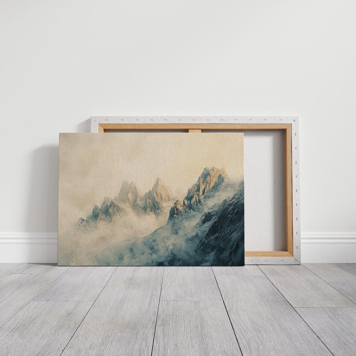 Misty Blue Mountain Peaks In Fog Minimalist Landscape Poster - Image 3