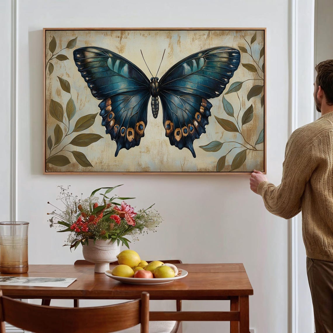 Navy Blue Butterfly Vintage Naturalist Style Illustration Poster - Image 5