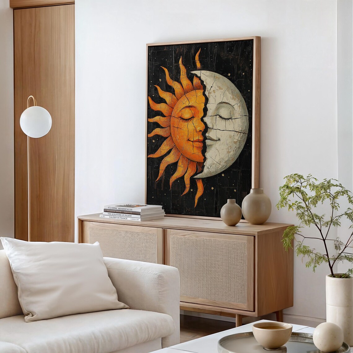 Sun And Moon Cracked Texture, Boho Celestial Harmony - Image 5
