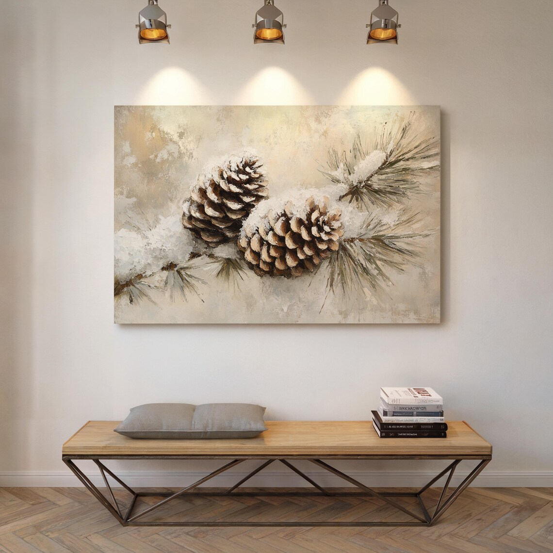 Rustic Pine Cone Winter Snow Dusted Art Print - Image 4