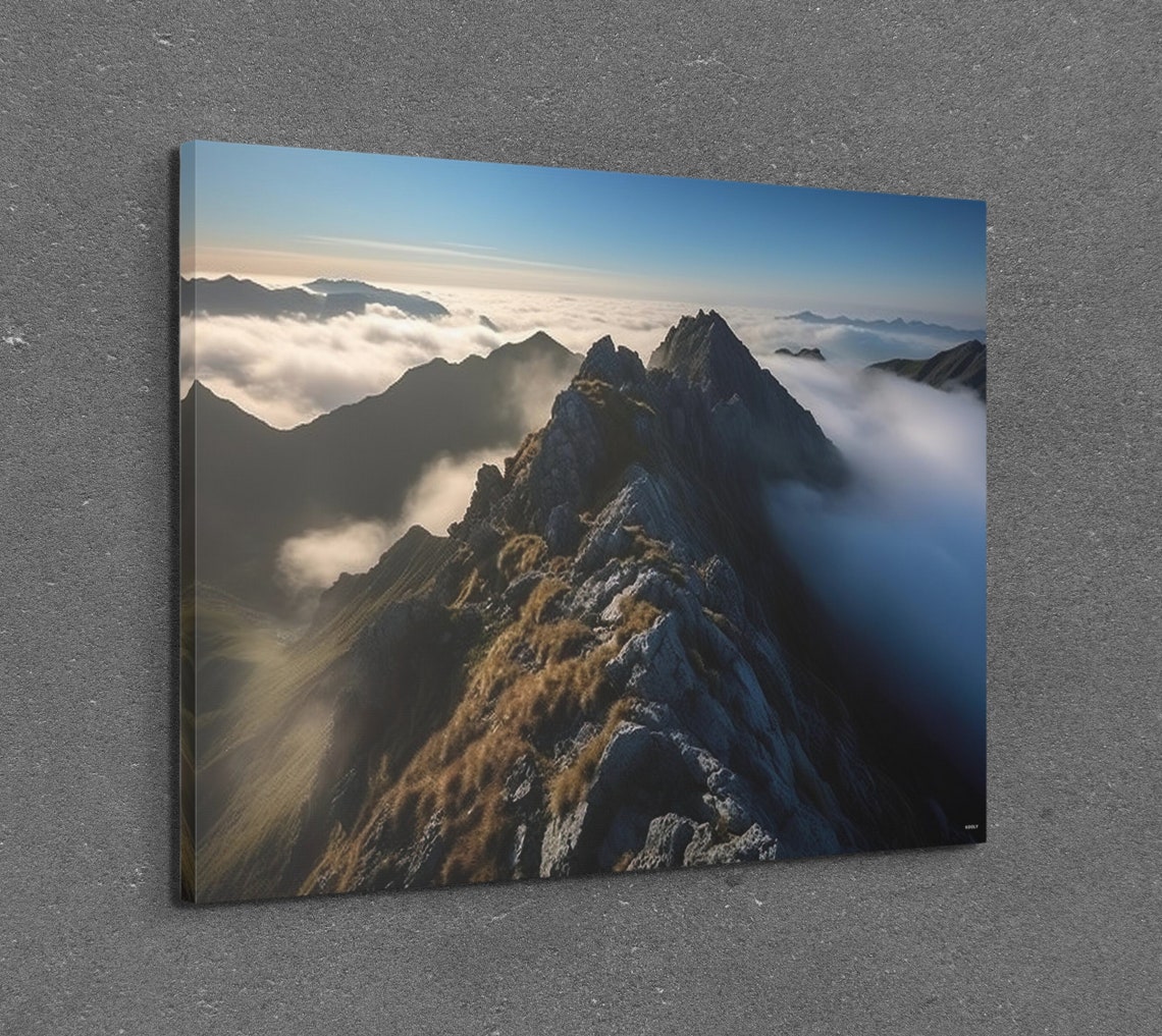 Mountain Ridge Above Clouds Sunrise Photography Landscape Poster