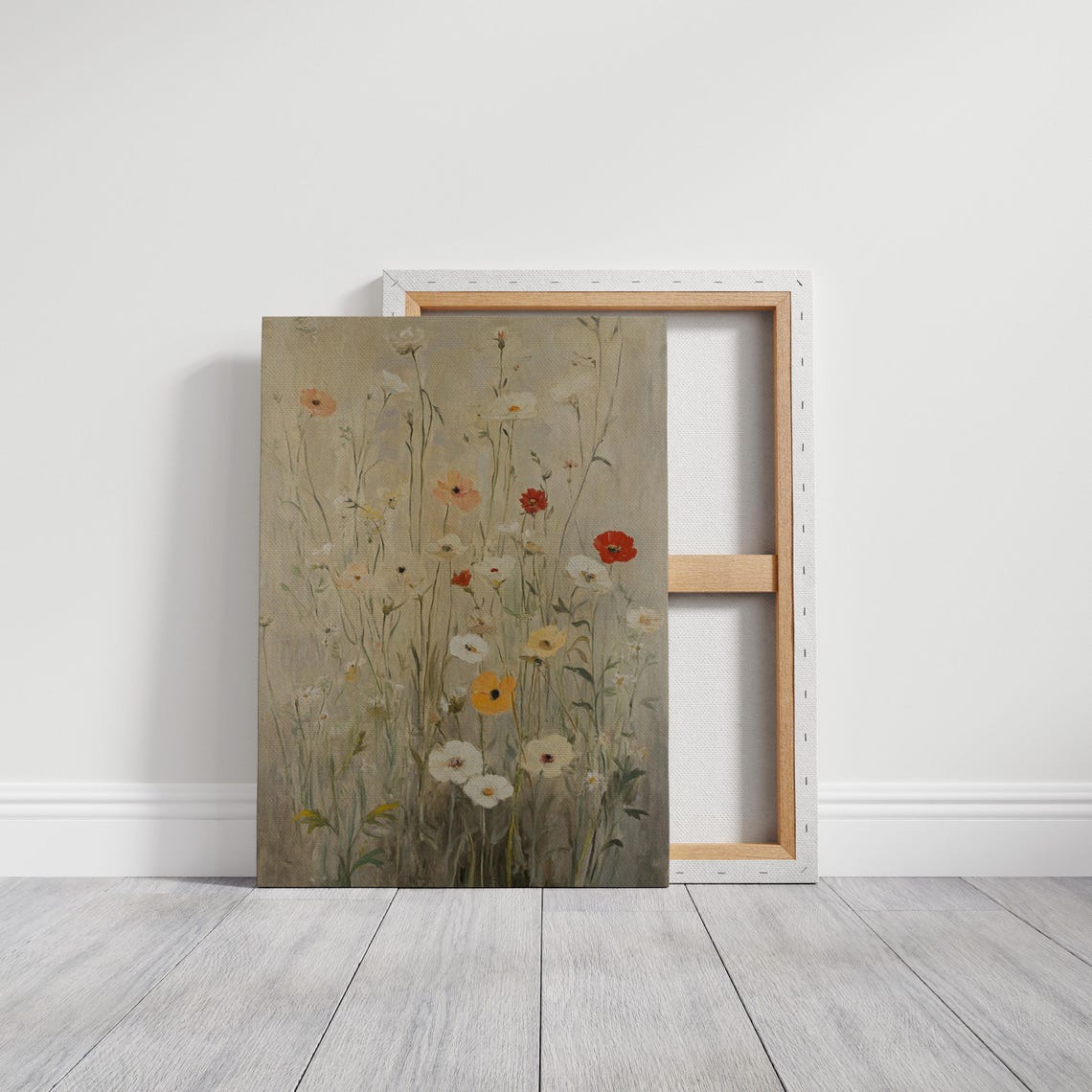 Rustic Wildflower Art Red White Yellow Blooms Neutral Floral Poster - Image 3