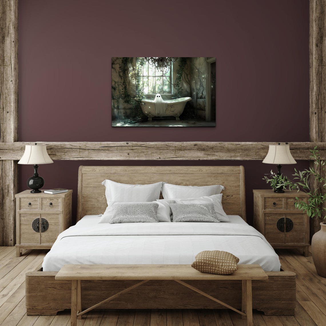 Cute Ghost Relaxing In Clawfoot Tub Gothic Spooky Cute Art Poster - Image 6