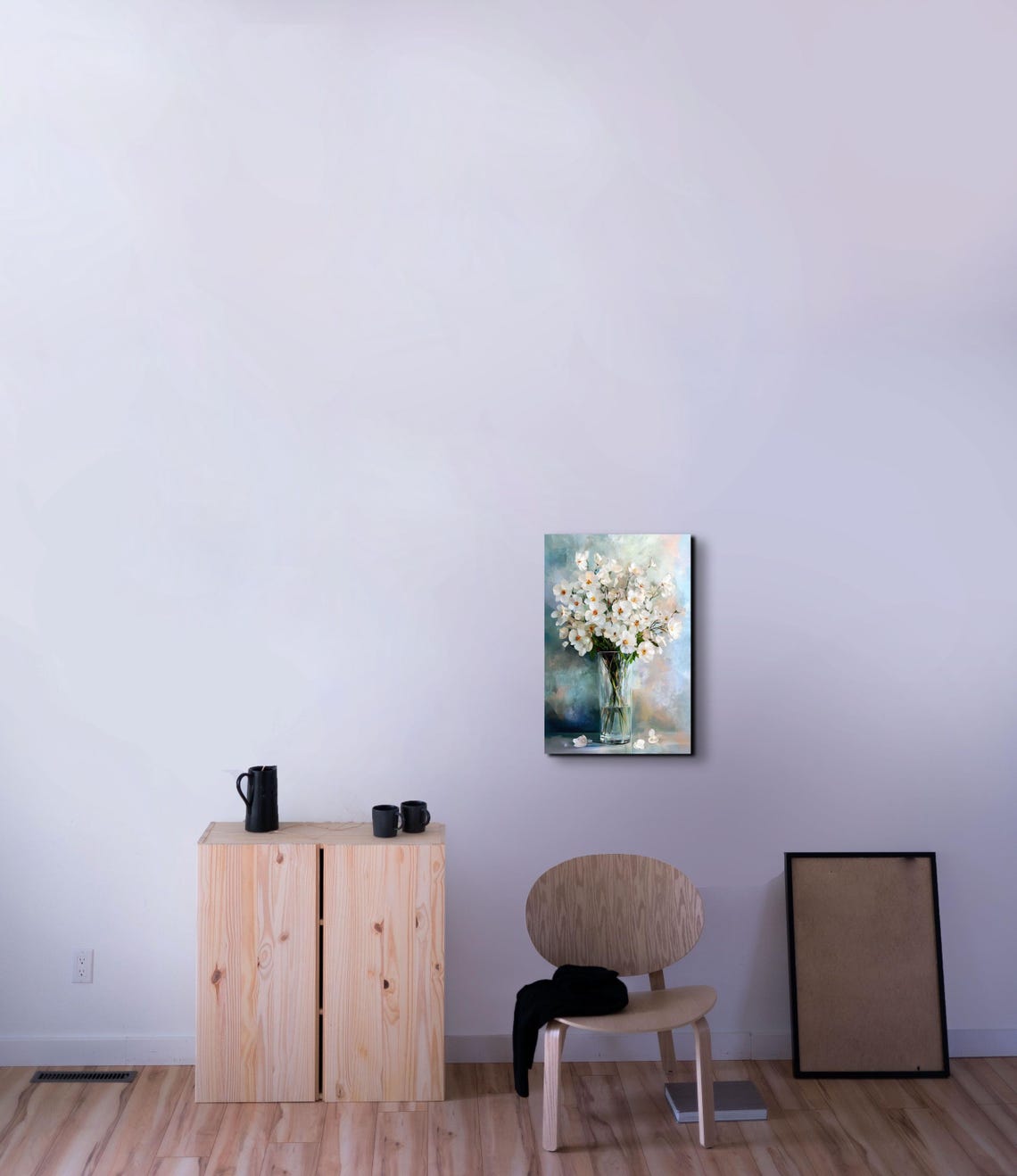 White Blossom Bouquet in Glass Vase Soft Floral Still Life Poster - Image 6