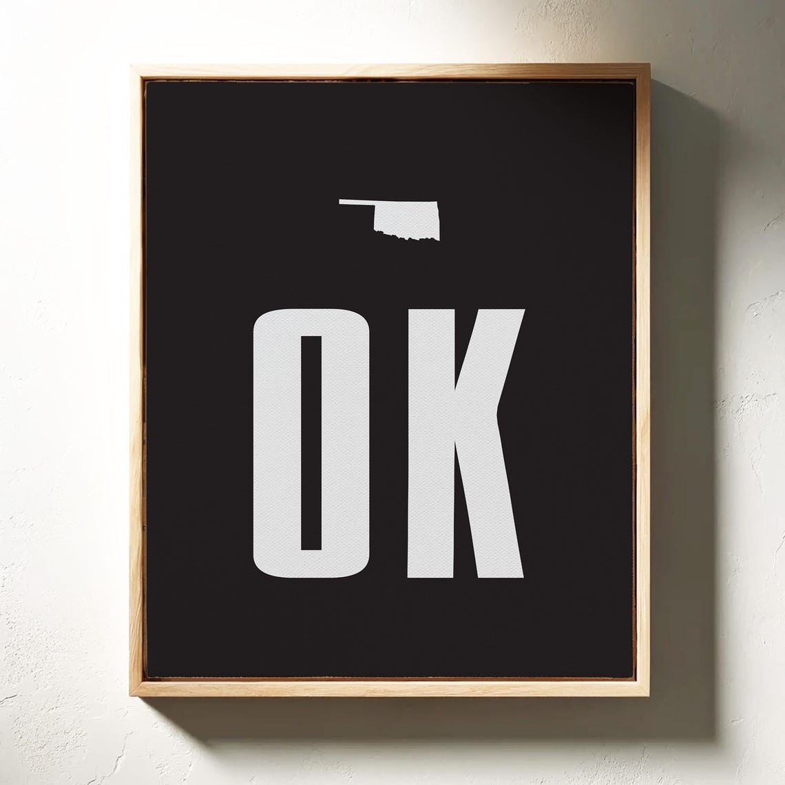 Oklahoma State Abbreviation Typography Black White Minimalist Poster