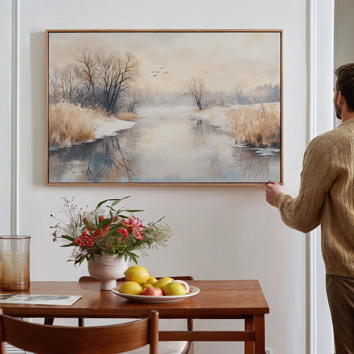 Serene Winter River Landscape, Tranquil Nature Scene - Image 7