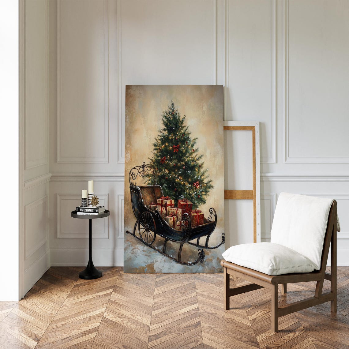 Rustic Christmas Sleigh With Glowing Tree Gifts Poster Print - Image 4
