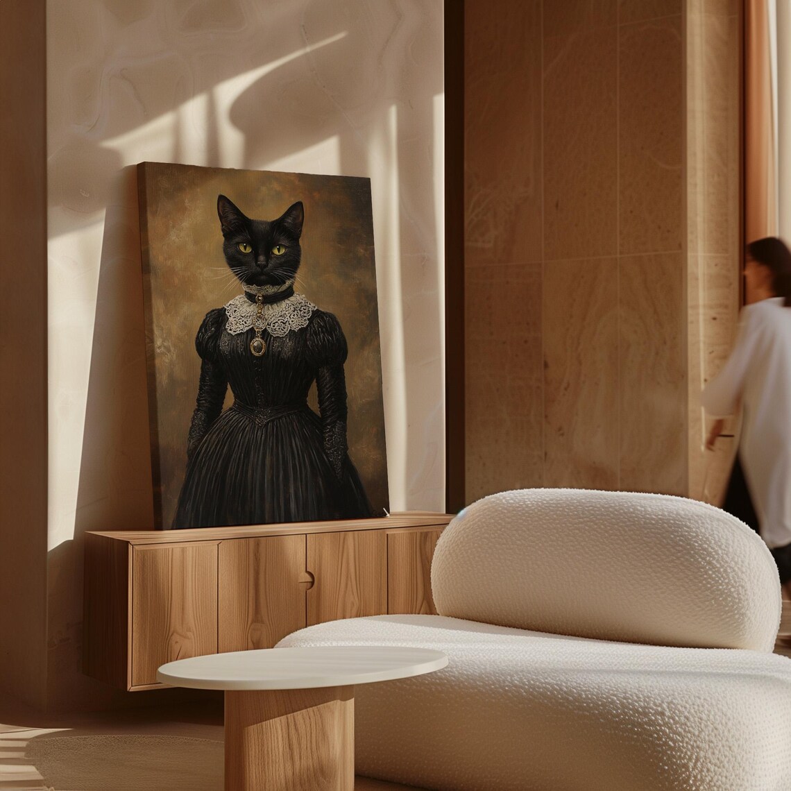 Black Cat Duchess Lace Collar Cameo Pendant Victorian Gothic Portrait Poster - Image 3