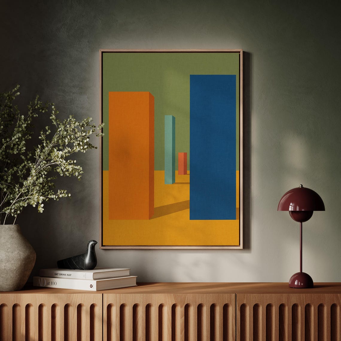Mid Century Modern Geometric Block Abstract Bold Colorful Poster