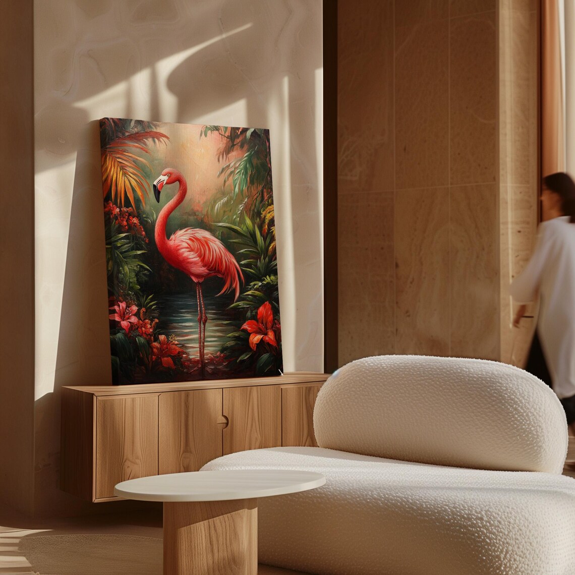 Flamingo Tropical Jungle Pink Bird Lush Botanical Oil Poster - Image 6