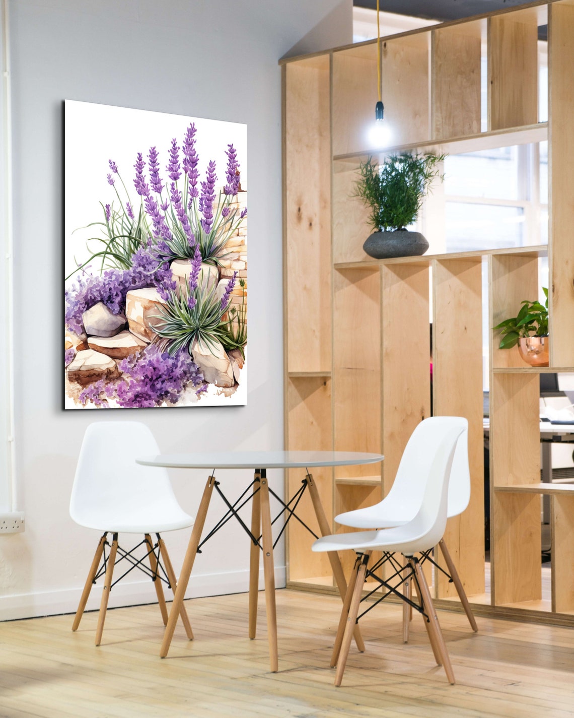 Lavender Flowers Stone Wall Watercolor Purple Botanical Art Poster - Image 4