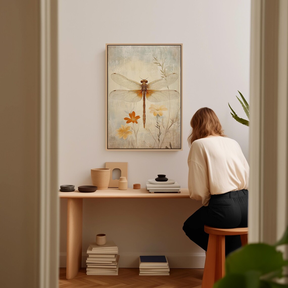 Dragonfly Vintage Botanical Art Print, Cottagecore - Image 3