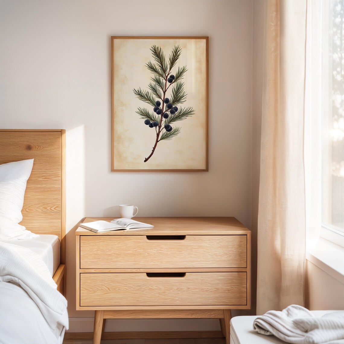 Juniper Berry Botanical Art, Vintage Farmhouse Decor - Image 2